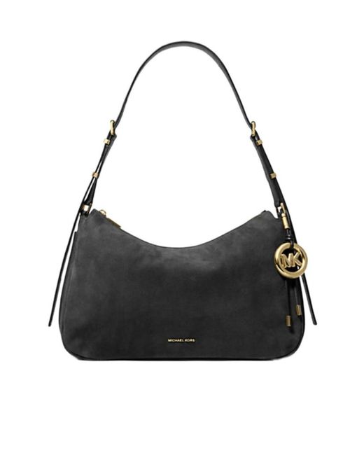 Michael Kors Black Michael Logo Charm Curved Shoulder Bag