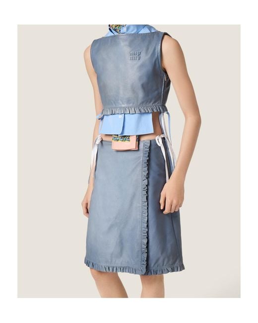 Miu Miu Blue Nappa Leather Top