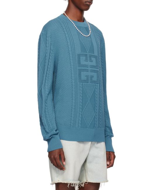 Givenchy Blue 4G Cotton Jumper for men