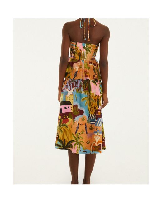 Farm Rio White Tropical Painting Dress