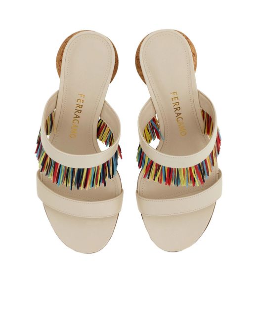 Ferragamo White Fringed Sandal