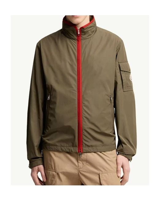 Moncler Green Sayan Logo Patch Zip-Up Jacket for men