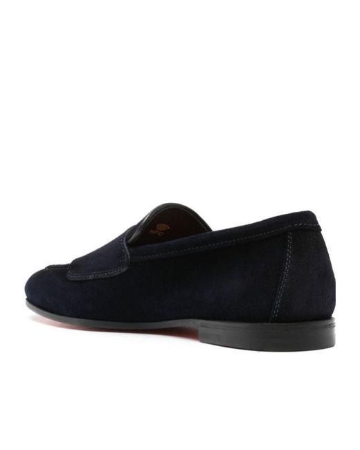 Santoni Black Double-Buckle Loafers for men