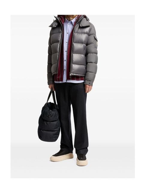 Moncler Gray Maya Hooded Cropped Down Jacket for men