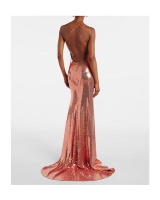 Alex Perry Brown Open-Back Sequined Gown