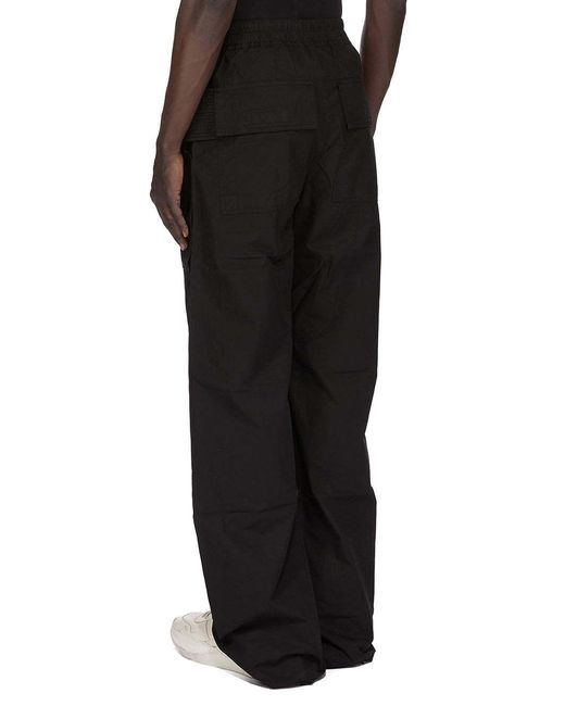 Rick Owens Black Drawstring Straight Trousers for men