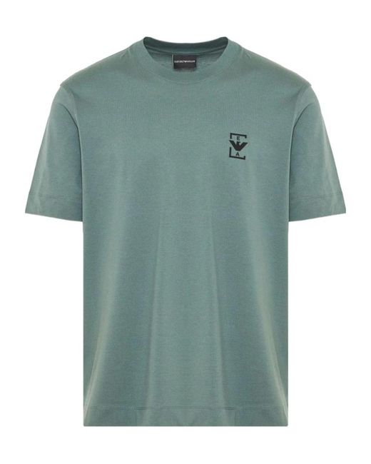 Emporio Armani Green Logo-Print T-Shirt for men