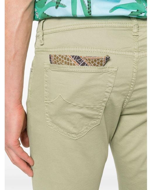 Jacob Cohen Green Bard Logo Patch Slim-Fit Jeans for men