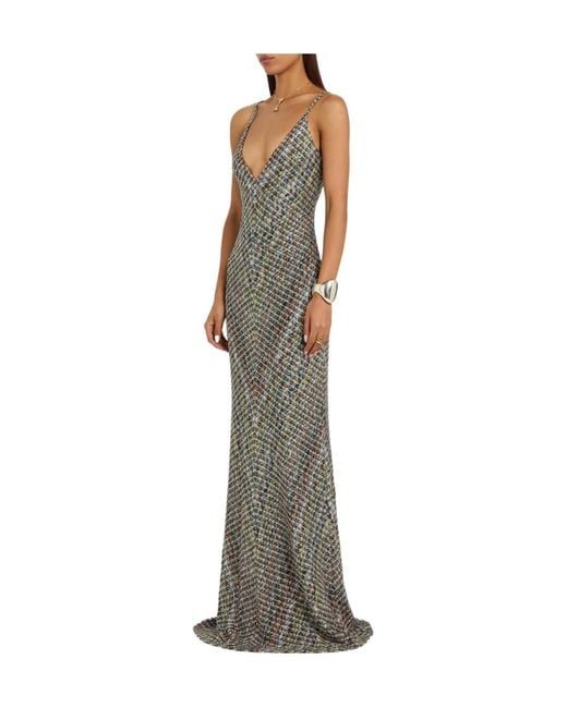 Missoni Gray Sequin-Embellished Metallic-Knit Gown