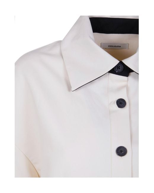 Entire studios White Contrast Hem Tie Polo Shirt