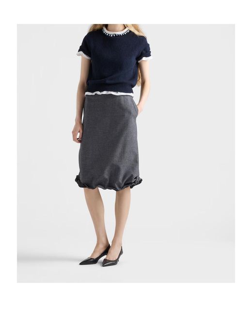 Prada Blue Embellished Short-Sleeved Jumper