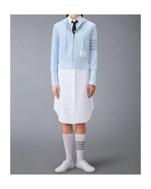 Thom Browne Blue 4-Bar Loopback Hoodie