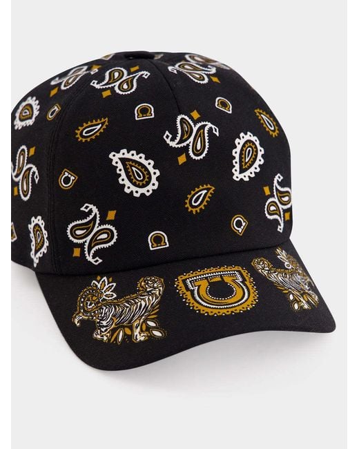 Ferragamo Black Baseball Cap With A Tiger Pattern