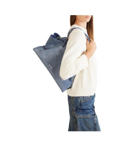 The Attico Blue Medium Asymmetric Denim Shoulder Bag