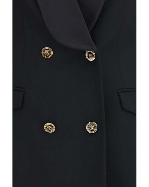 Versace Black Satin Shawl Double-Breasted Blazer