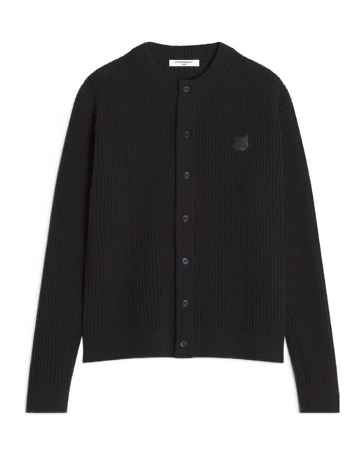 Maison Kitsuné Black Maison Kitsuné Fox Head Ribbed Cardigan for men