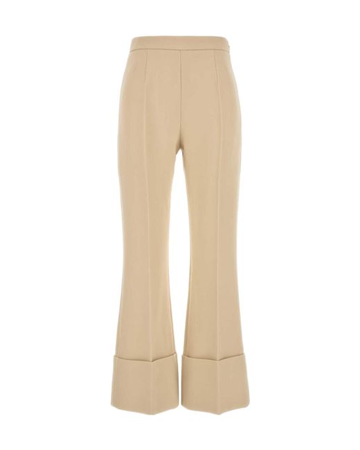 Valentino Natural Turn-Up Cuff Wide Leg Pants