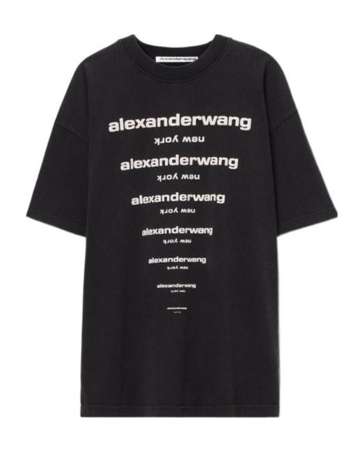 Alexander Wang Black Logo Printed Crewneck T-Shirt for men