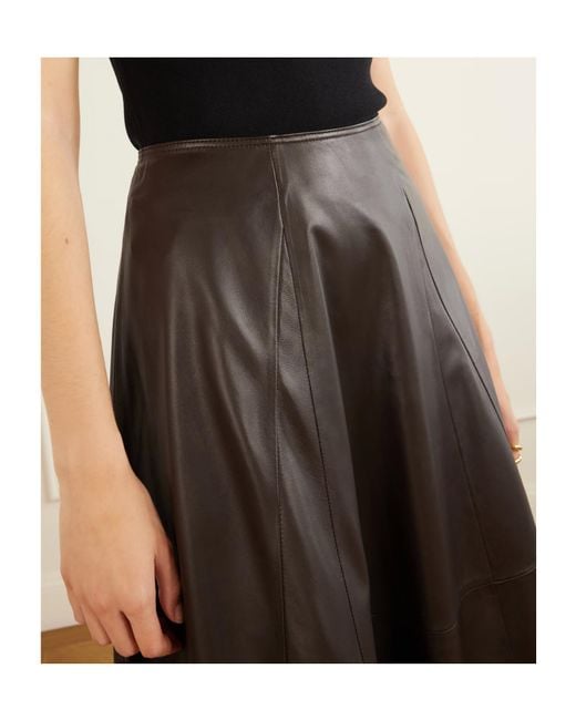 Arma Gray Eleni Paneled Leather Midi Skirt