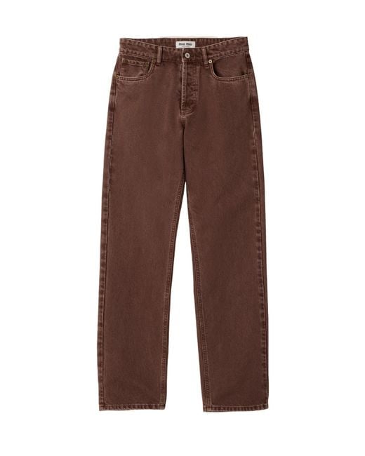 Miu Miu Brown Mid-Rise Straight-Leg Jeans