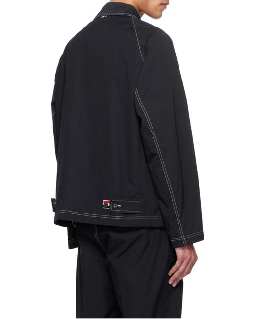 Thom Browne Blue Contrast-Stitching Raglan Jacket for men