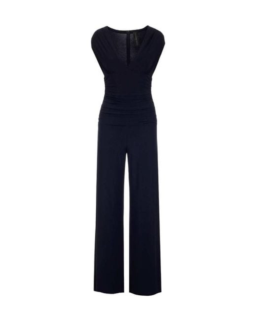 Norma Kamali Blue Sleeveless V-Neck Jumpsuit