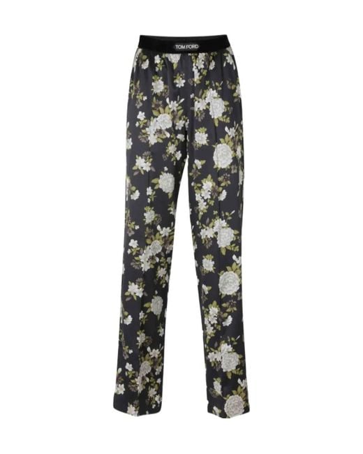 Tom Ford Gray Floral-Printed Straight-Leg Pajamas Trousers