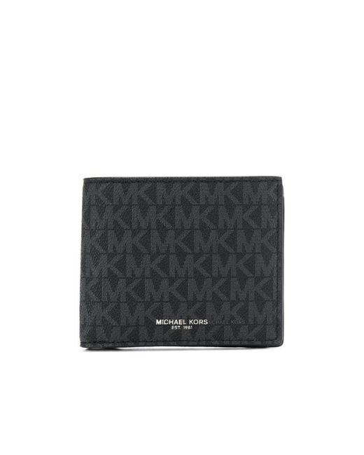 Michael Kors Black Greyson Logo Lettering Bi-Fold Wallet for men
