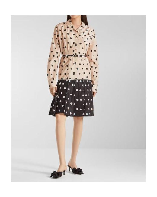 Fendi White Falena Dots Printed Beted Midi Shirt Dress