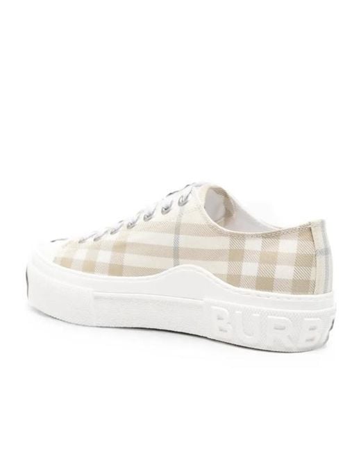 Burberry White Check-Pattern Platform Sneakers