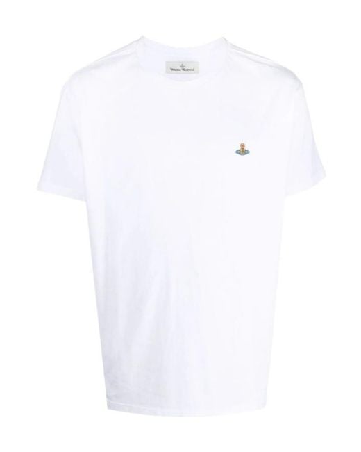 Vivienne Westwood White Multicolour Orb Classic T-Shirt for men
