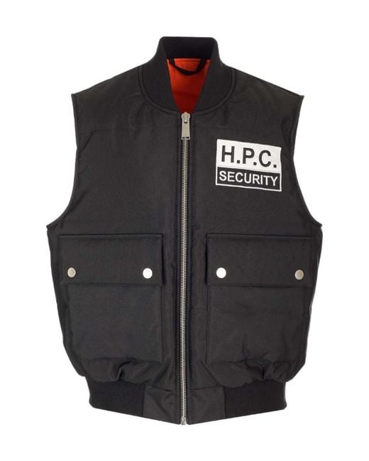 Heron Preston Black H.P.C. Security Zipped Gilet for men