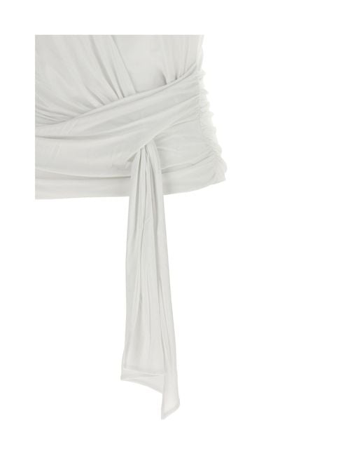 7 For All Mankind White Draped Sash T-Shirt