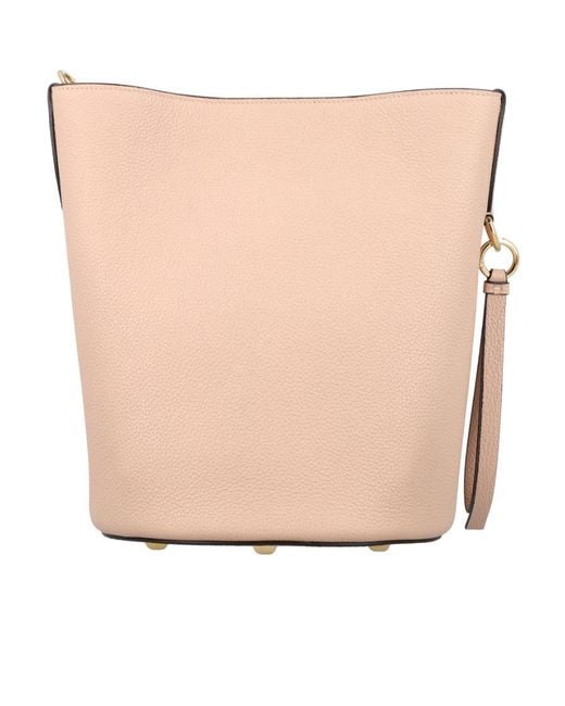 Ferragamo Natural Studio Grained-Leather Bucket Bag