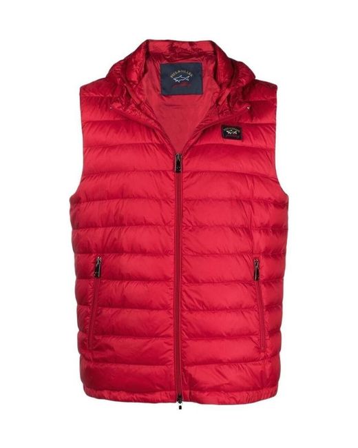 Paul & Shark Red Detachable-Hood Ultralight Down Vest for men