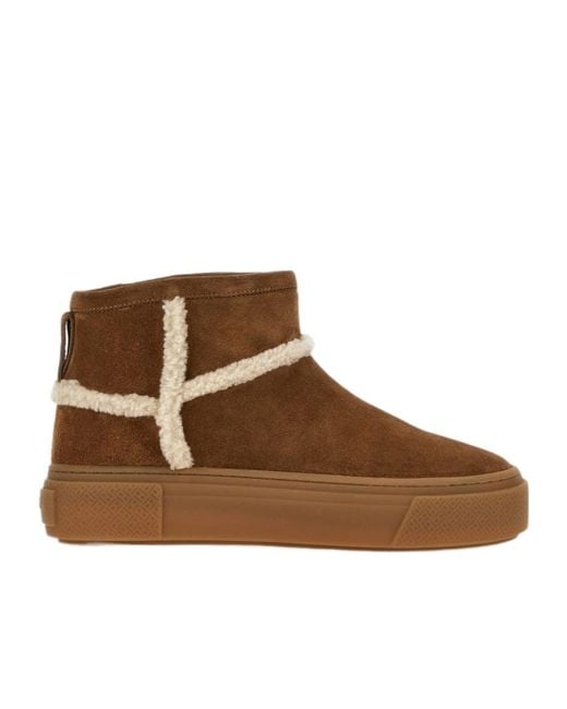 Hogan Brown Slip-On Ankle Boots