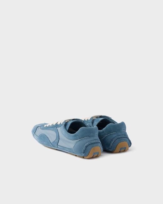 Prada Blue Montecarlo Re-Edition 2005 Suede And Re-Nylon Sneakers