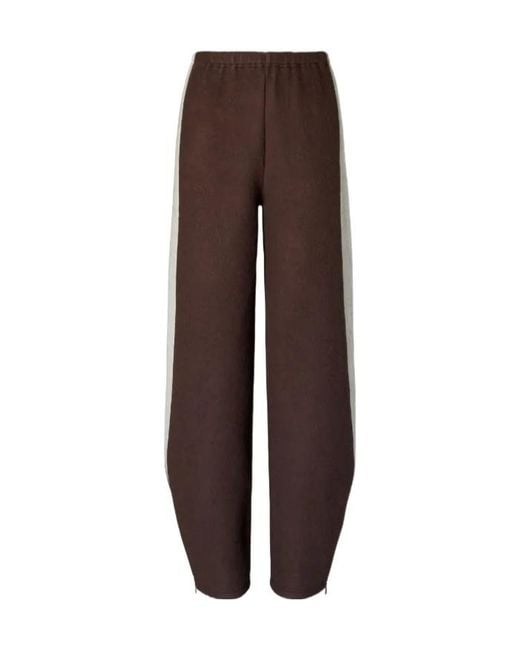 Tory Burch Brown Stripe Zip Japanese Jersey Trousers