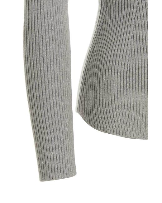 Khaite Gray Salma Open-Back Ribbed Top