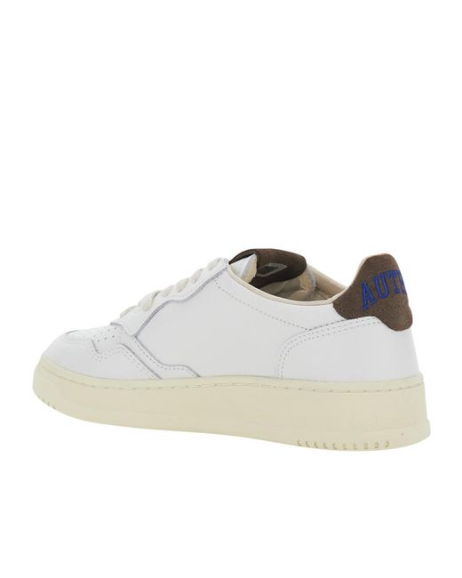 Autry White Medalist Logo Patch Lace-Up Sneakers