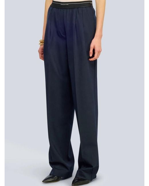 Semicouture Blue Straight-Leg Casual Trousers