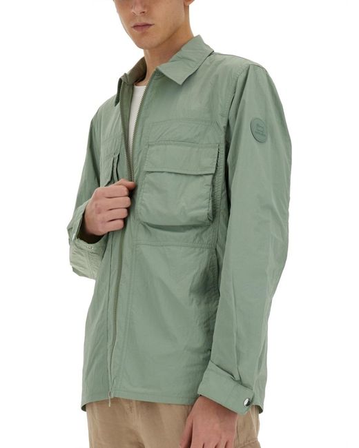 Woolrich Green Zip-Up Long-Sleeved Shirt Jacket for men