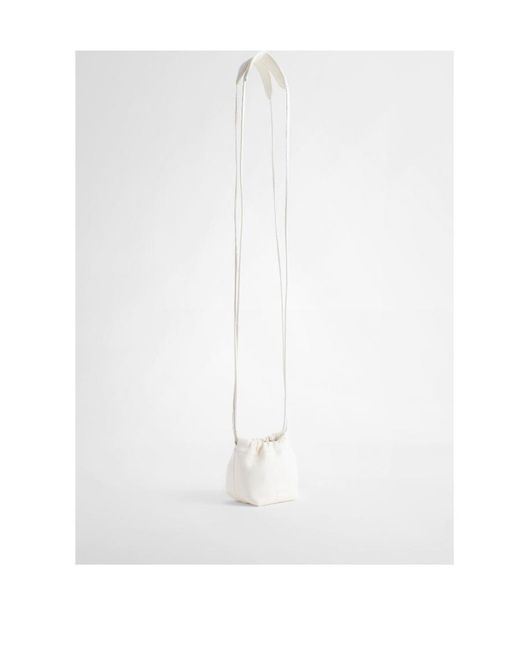Jil Sander White Dumpling Drawstring Mini Bag