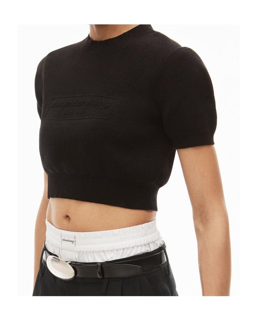 Alexander Wang Black Logo Embossed Ribbed Jumper