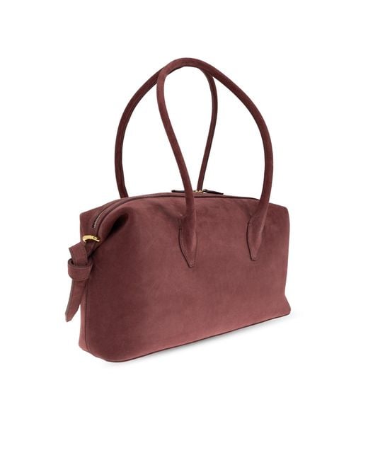 Yuzefi Red Brioche Suede Knotted-Detail Duffle Bag