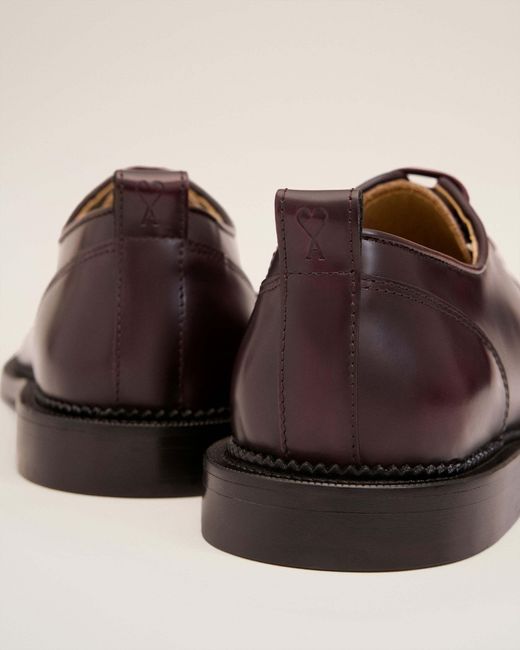 AMI Brown Leather Derby Shoes for men