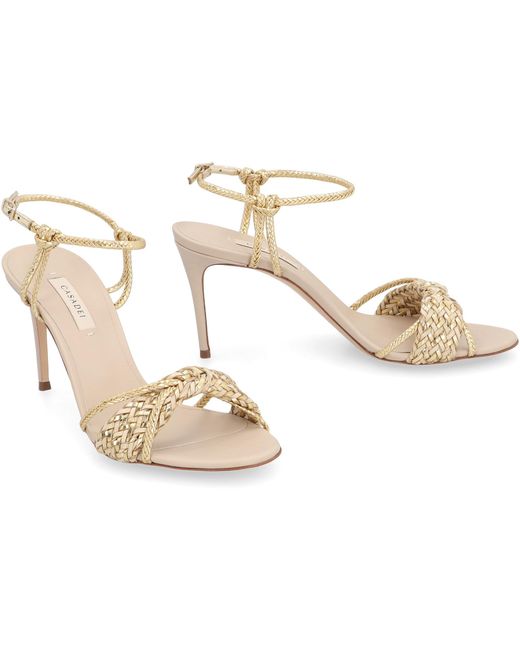 Casadei Metallic Ankle Strap Interwoven Sandals
