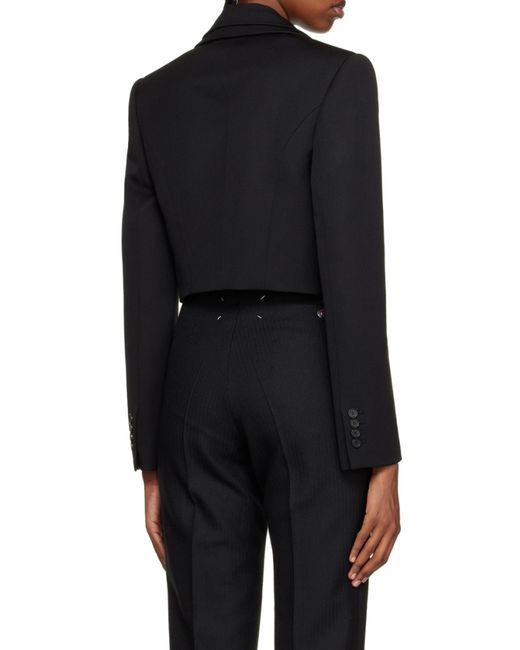 McQueen Black Cropped Knit Tailored Jacket