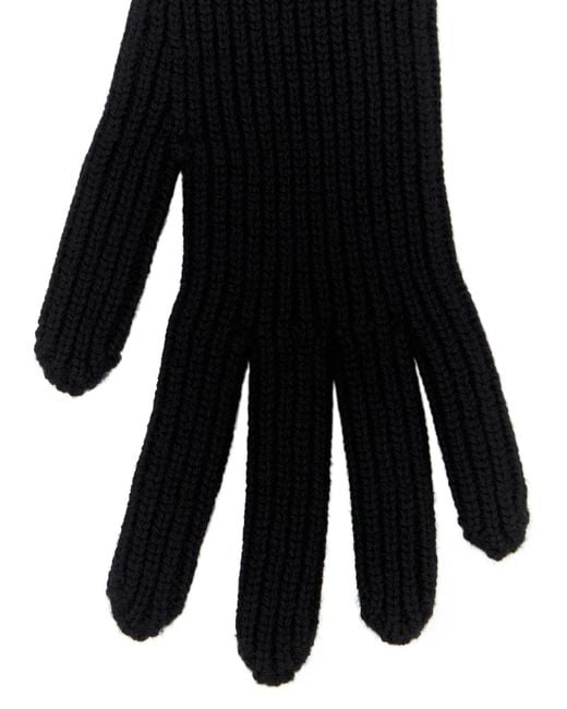 Moncler Black Logo Patch Knitted Gloves