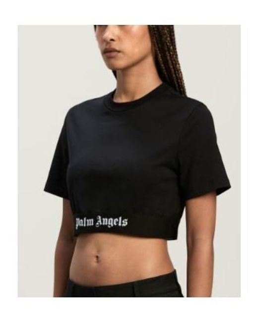 Palm Angels Black Logo Tape Cropped Top